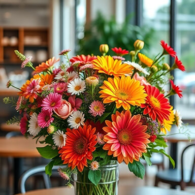 Instagram投稿：美しい花とカフェの写真1